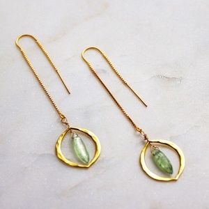 Gold Fill Threaders + Hammered Vermeil Marquis + Green Kyanite